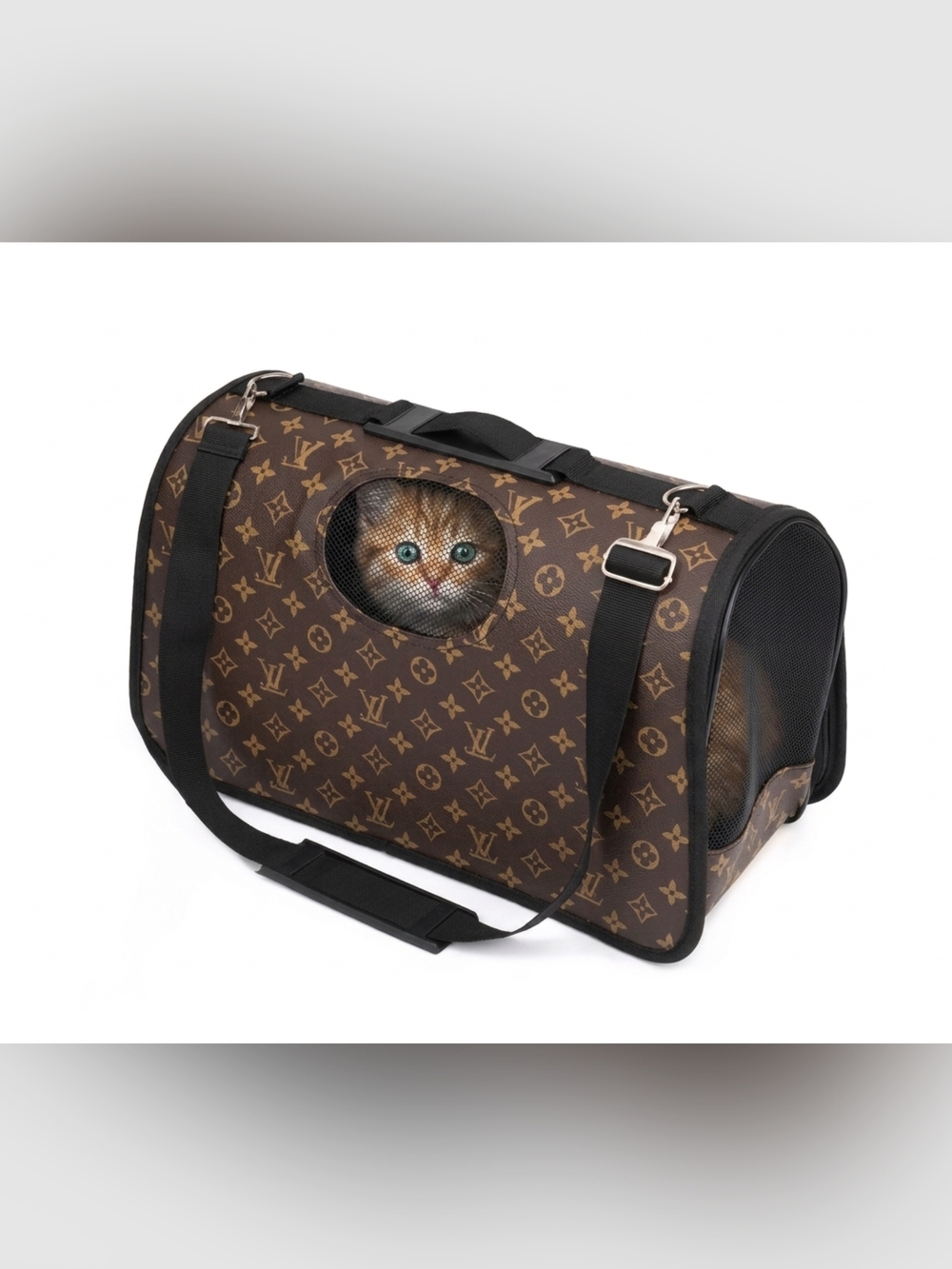 Brown Pet Carrier with Shoulder Strap